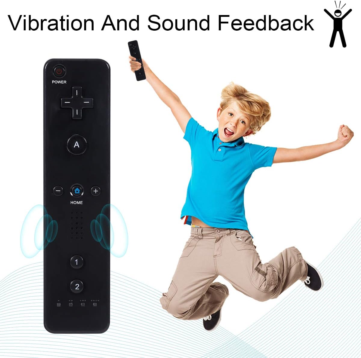 Gusnilo Controller Replacement for Wii Remote Controller, Replaceable Game Controller Compatible with Wii and Wii U, with Silicone Case and Wrist Strap (Black 2 PCS)