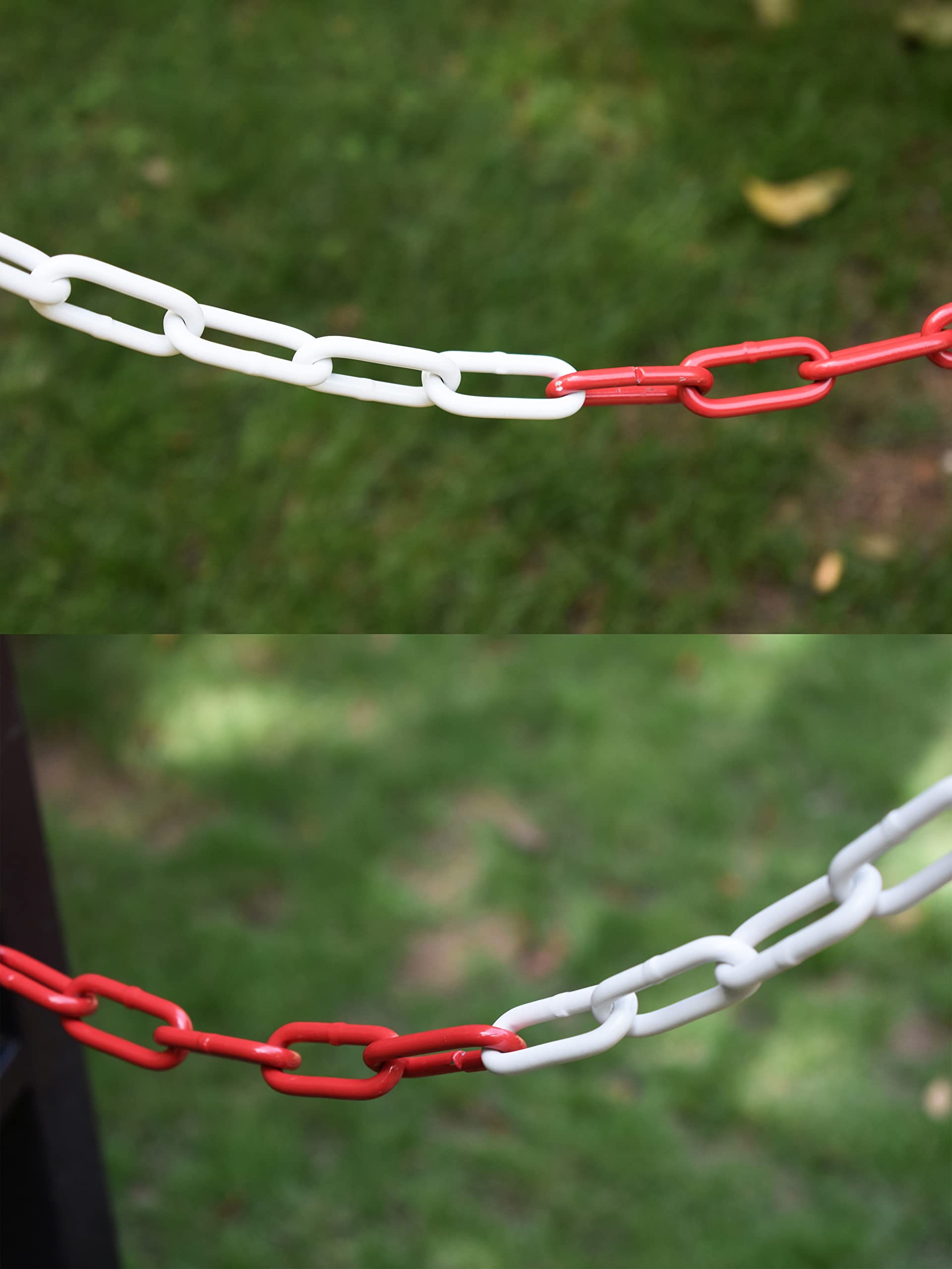 Cadena de Barrera Rojo-Blanco 10M - Eslabones de Acero 5mm, Seguridad y Advertencia para Construcción y Estacionamiento(10 metros) | Cadena de advertencia de acero, con hebilla de conexión, ideal para obras, aparcamientos y eventos