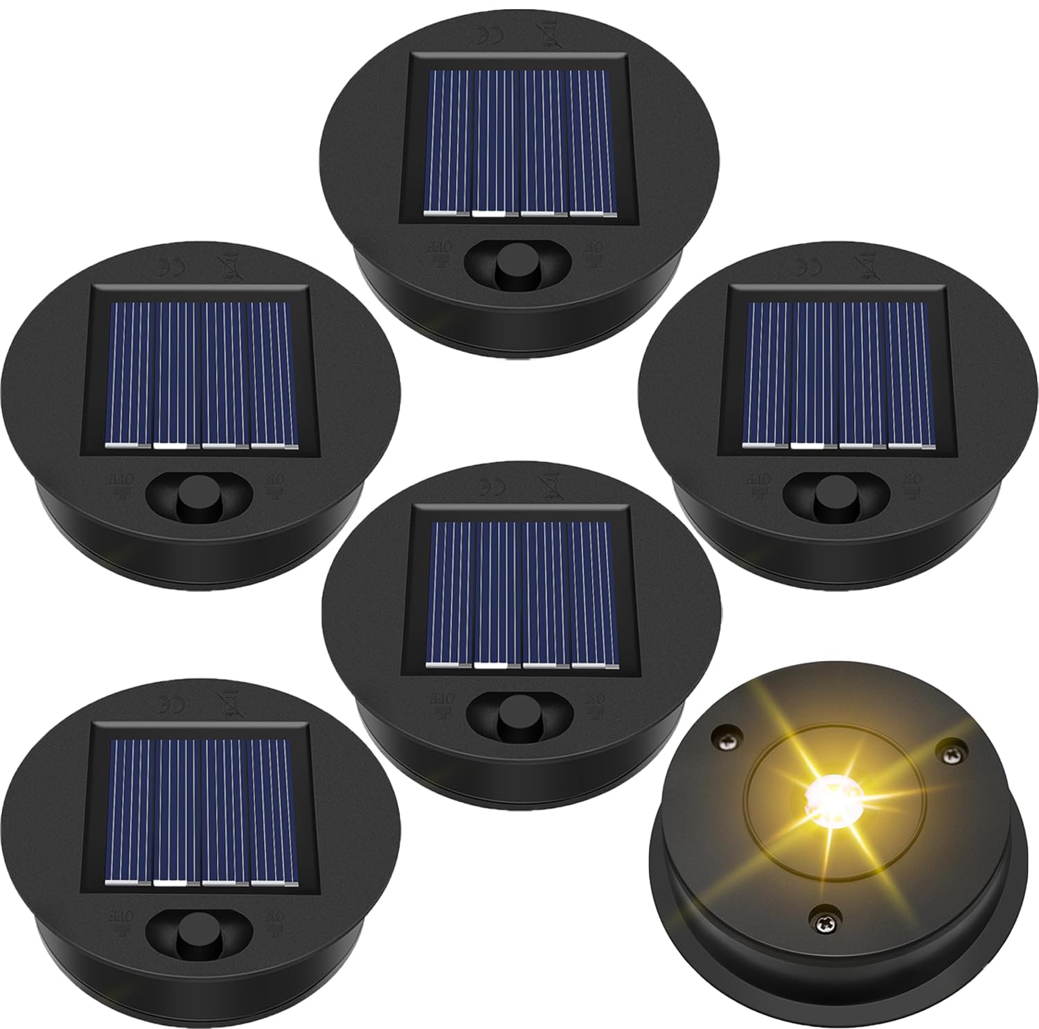 6 stuks reserveonderdelen voor solarlampen, led-zonnelampen reservetop