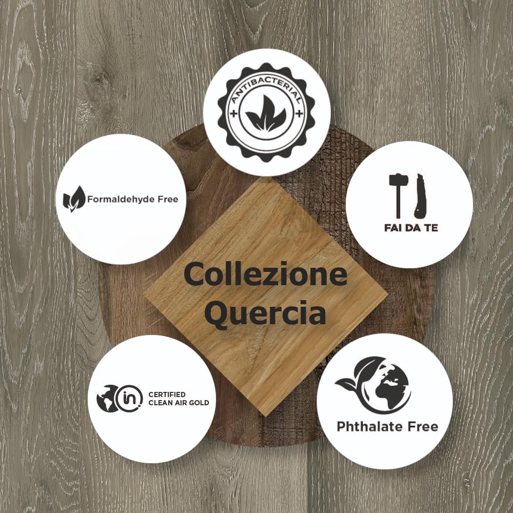 Quercia SPC Abete, Pavimento Effetto Legno, Stone Polymer Composite, 22,86 x 149,3 cm, Spessore 5mm incluso materazzino fonoassorbente di 1mm, Per Interni, 12 Pezzi, 4,104m²