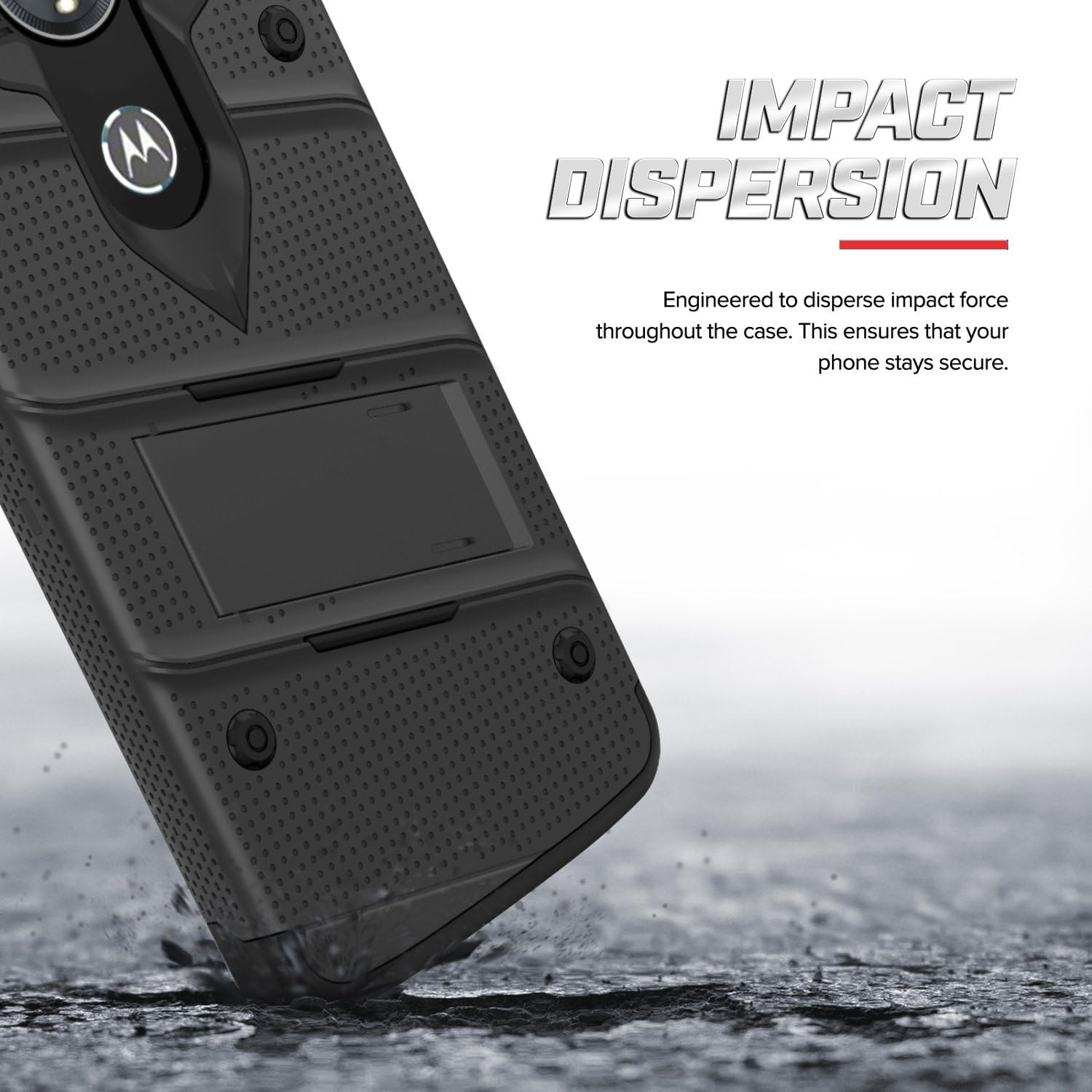 ZIZO Bolt Series Motorola Moto e5 Supra Case Military Grade Drop Tested with Tempered Glass Screen Protector Holster e5 Plus Black