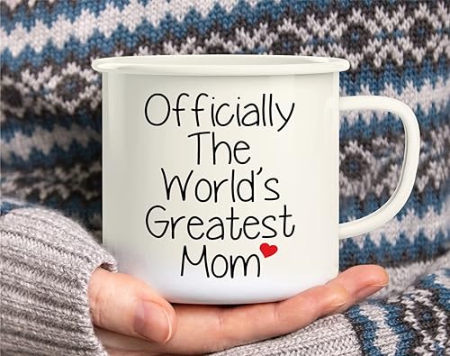 Miniatura 5 de Retreez Taza de café de acero inoxidable esmaltado oficial de The World's Greatest Mom de 16 onzas, regalo de cumpleaños inspirador para mamá, mamá,