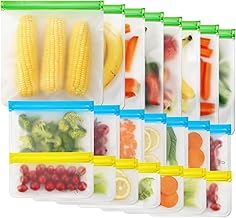 22 Pack Reusable Freezer Gallon Bags, Ex-large Reusable Ziplock Bags, Ex-thick Reusable Sandwich Snack Bags, BPA Free Reusable Zipper Bags, Reusable Freezer Safe Lunch Bags For Marinate Meats Fruits Veggies Make-Up Toiletries