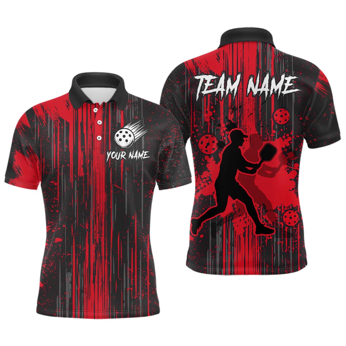 PIONAMZIOZ Custom Pickleball Jersey Pickleball Shirt Women Men Team Pickleball Polo & Quarter-Zip Pickleball (US, Alpha, Small, 5X-Large, Regular, Regular, Red)