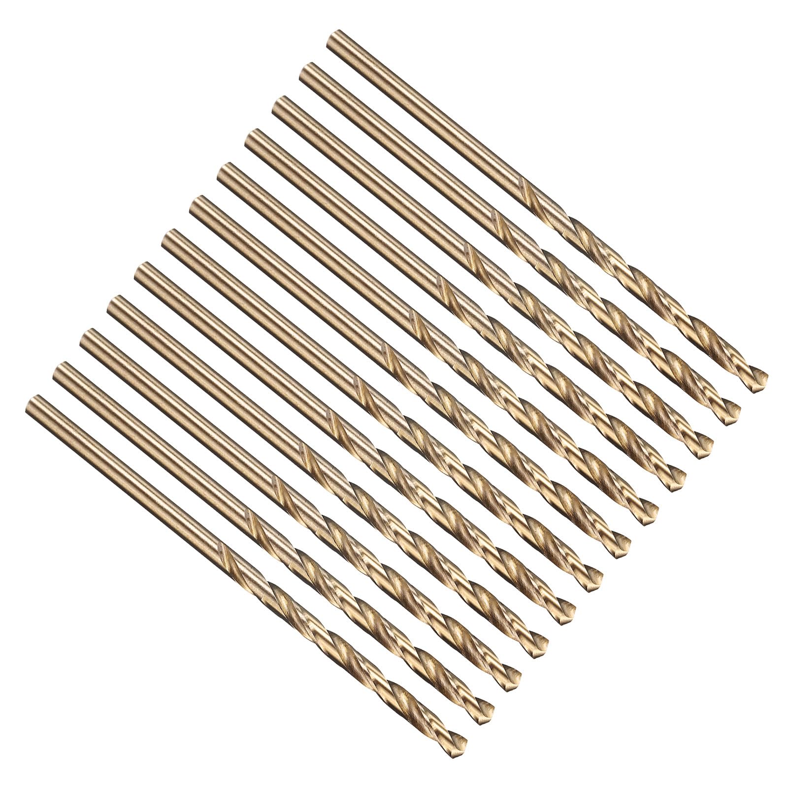 PATIKIL 3.3mm Drill Bit, M35 Cobalt 5% High-Speed Steel Jobber Straight Shank 135° Gold Finish for Stainless Steel Hard Metal - 12 Pack