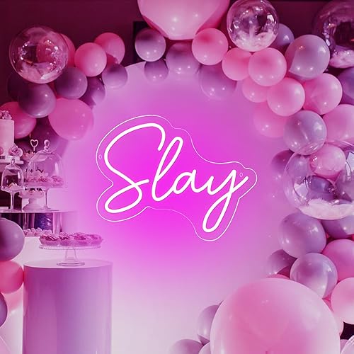 Miniatura 7 de Pink Slay - Letrero de luz de neón LED para decoración de habitación de dormitorio, funciona con USB, centro de juegos, luz de neón para niñas,
