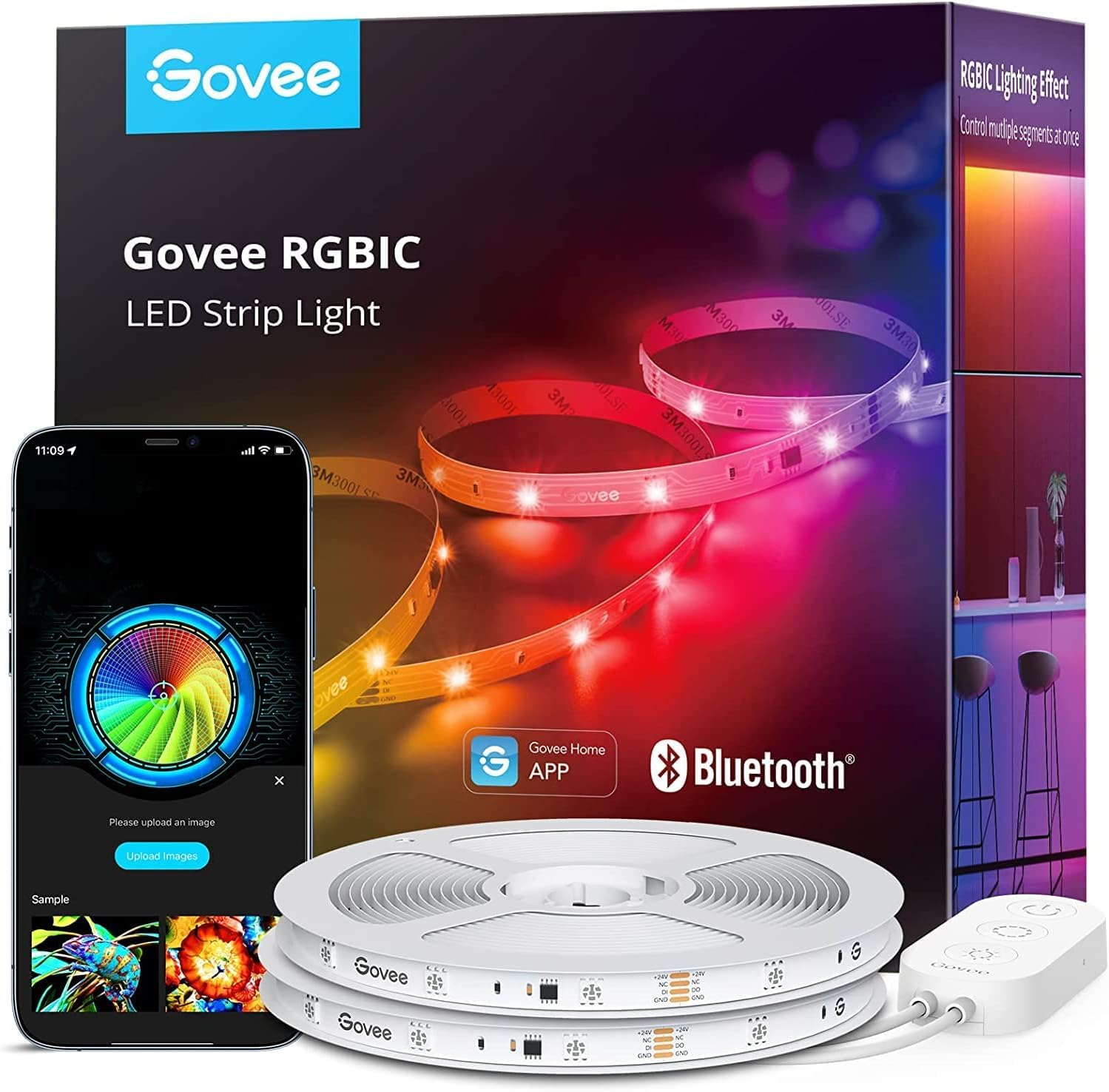 Govee Govee LED Strip Light 20m, RGBIC Smart LED Strip Lights Bluetooth APP Control, DIY Color Changing, Music Sync, for Bedroom Kitchen Home Decor