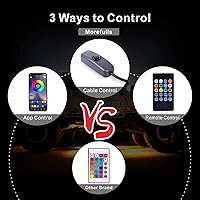 Vista 5 de Luces LED Rock Lights 8 Pods RGB Colorido Underglow Kit de luz de neón para tren de rodaje, IP 68 impermeable, control remoto con soporte