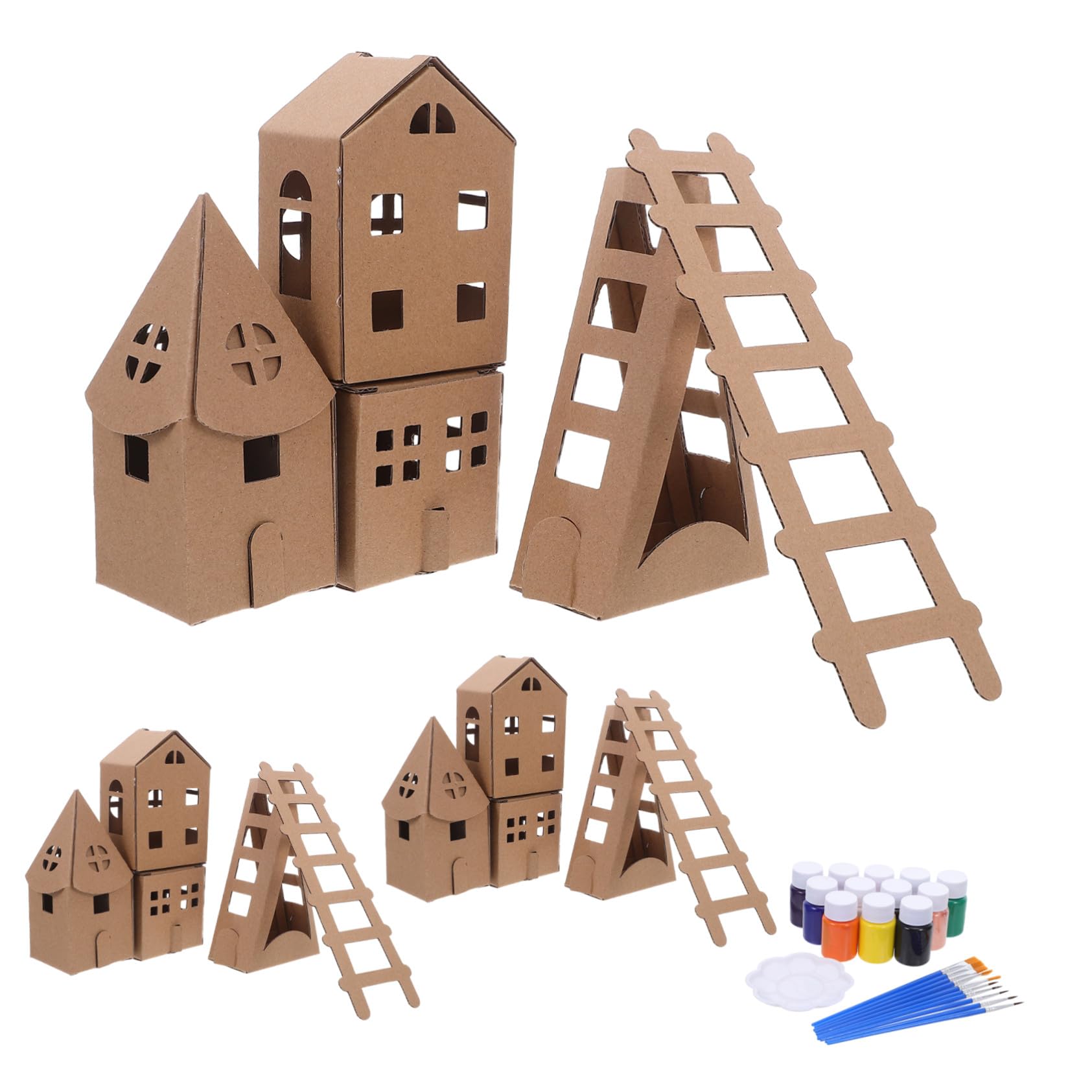 Zerodeko Casetta in Cartone da Colorare in Miniatura Kit di Costruzione di Case in Cartone per Ragazzo Ragazza Modello di Casa Fai da Te Giocattolo per Attività Creative e Lavoretti Manu