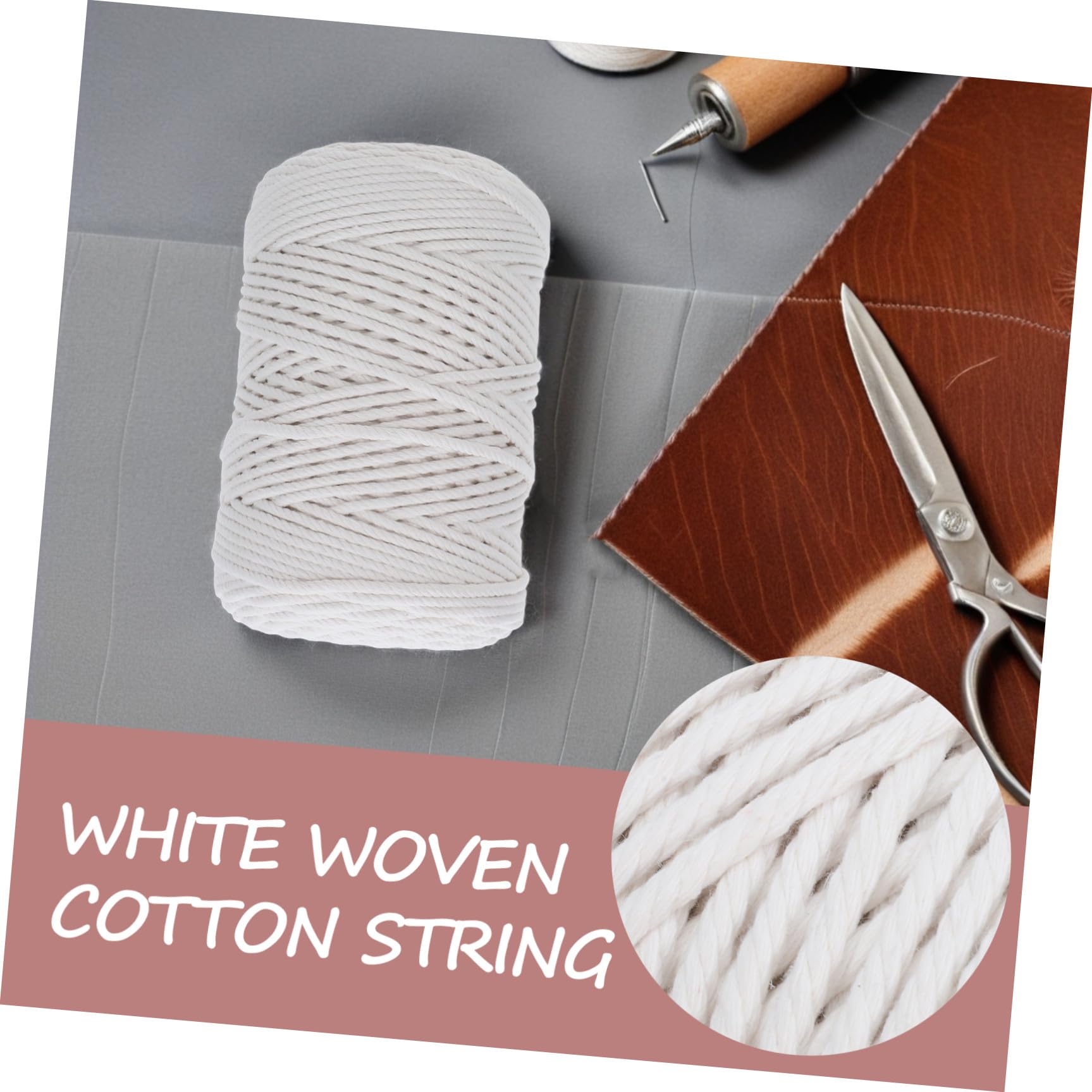 TEHAUX Cordón Decorativo de Cuerda de Algodón Beige Trenzado para Manualidades Cuerda Artesanal Profesional Gruesa para Proyectos Bohemios y Decoración del Hogar