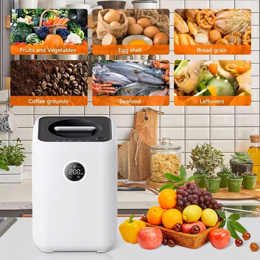 Quick.Simple.Easy SEQ Kitchen Food Waste Composting Machine, Automatic Kitchen Food Waste Garbage Disposer 3L, Digital Display, Odorless and Fast Upto 90% Reduction