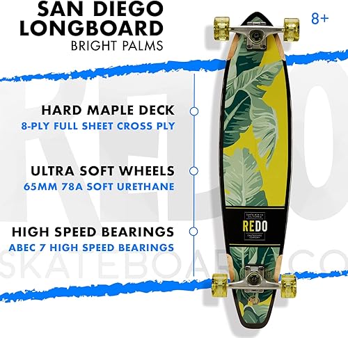 Miniatura 4 de ReDo Skateboard Kids San Diego Palms Cruiser - Patineta completa, multicolor