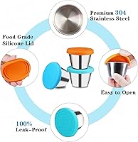 Vista 4 de Paquete de 4 recipientes de aderezo de ensalada de 2.4 onzas para llevar, recipientes reutilizables para condimentos con tapas, a prueba de fugas