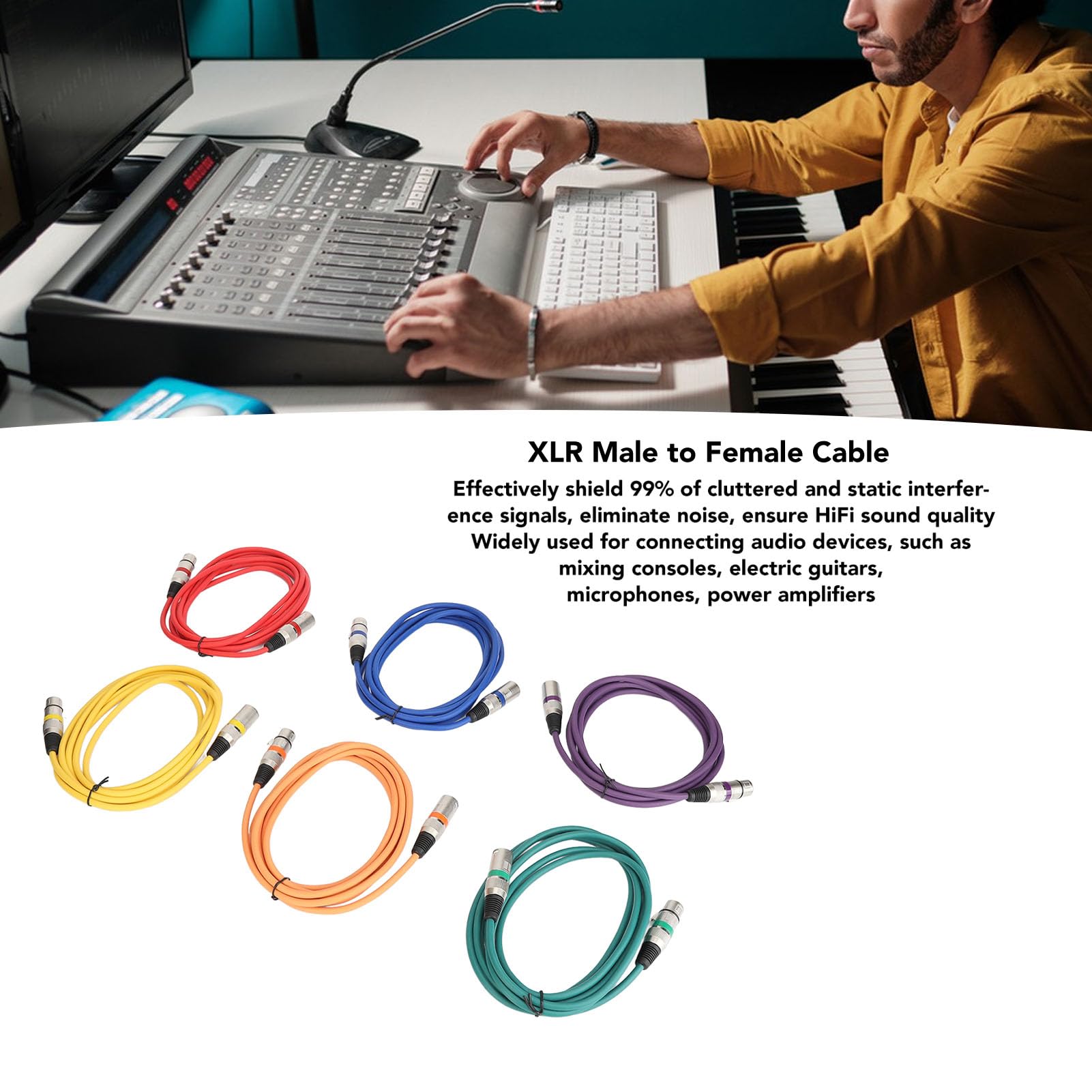 Tissting Cavo Per Microfono Xlr Maschio A Femmina 6 Pezzi, Schermatura A Doppio Strato 10 Piedi Cavo Per Microfono Xlr Anti-Interferenza Forte Per Mixer Microfono