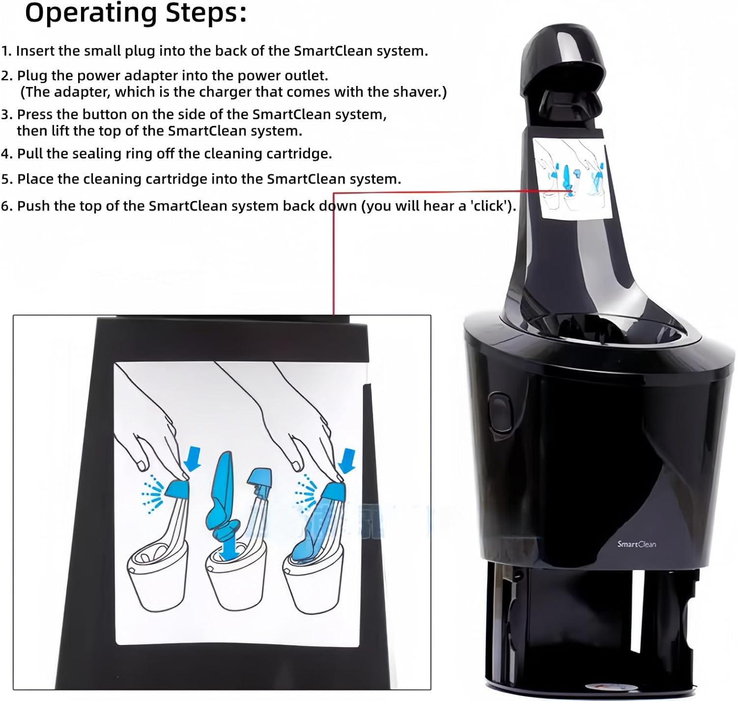 Electric Shaver Smart Cleaner JC5203, Fully Automatic Cleaning Base (with Drying Function) Compatible with Philips Series S5000 S7000 S8000 S9000
