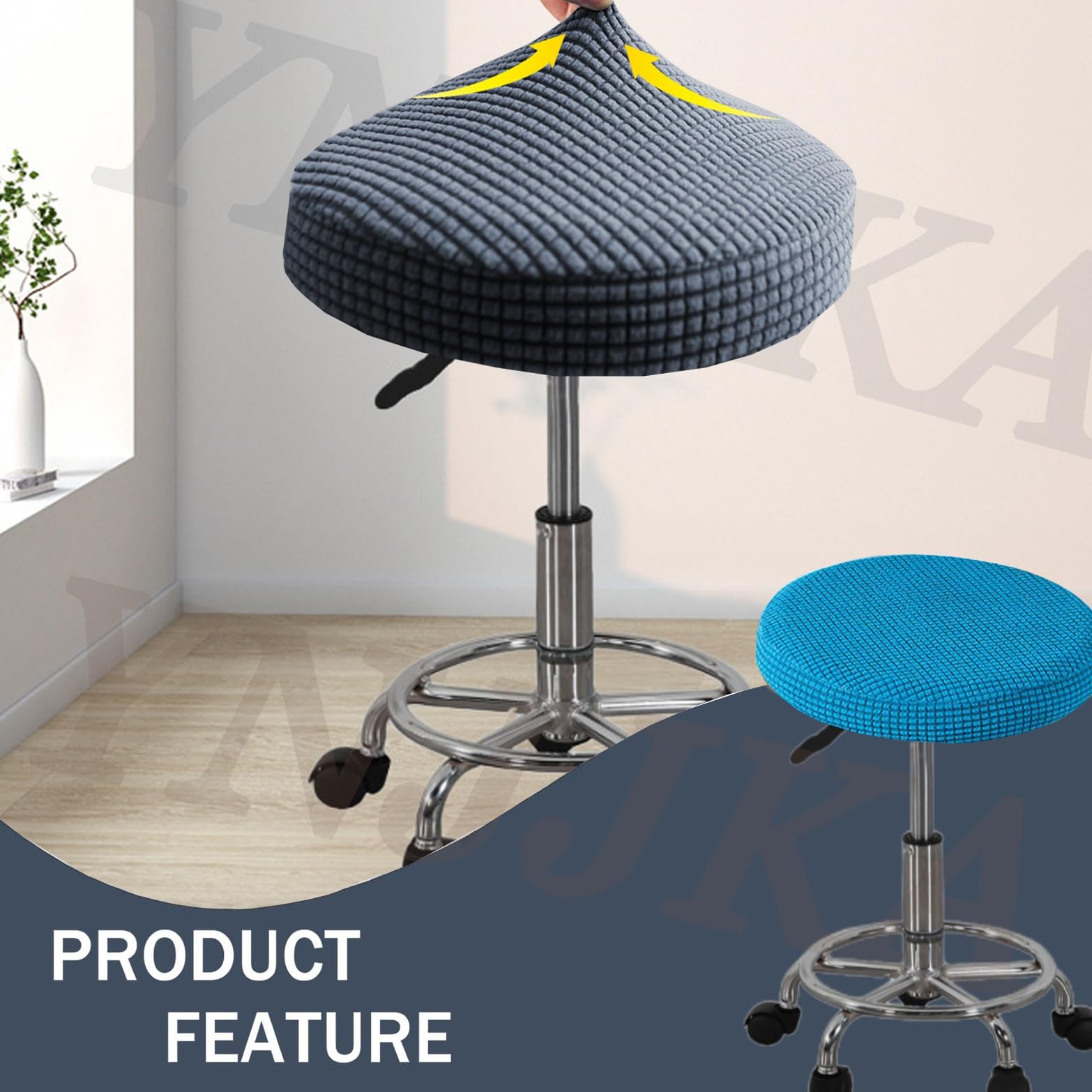 Lot De 2 Housses Pour Tabouret De Bar Rond - Tissu Jacquard Extensible, Tailles 40-55cm Et 55-70cm - Facile à Installer Et Laver - 2