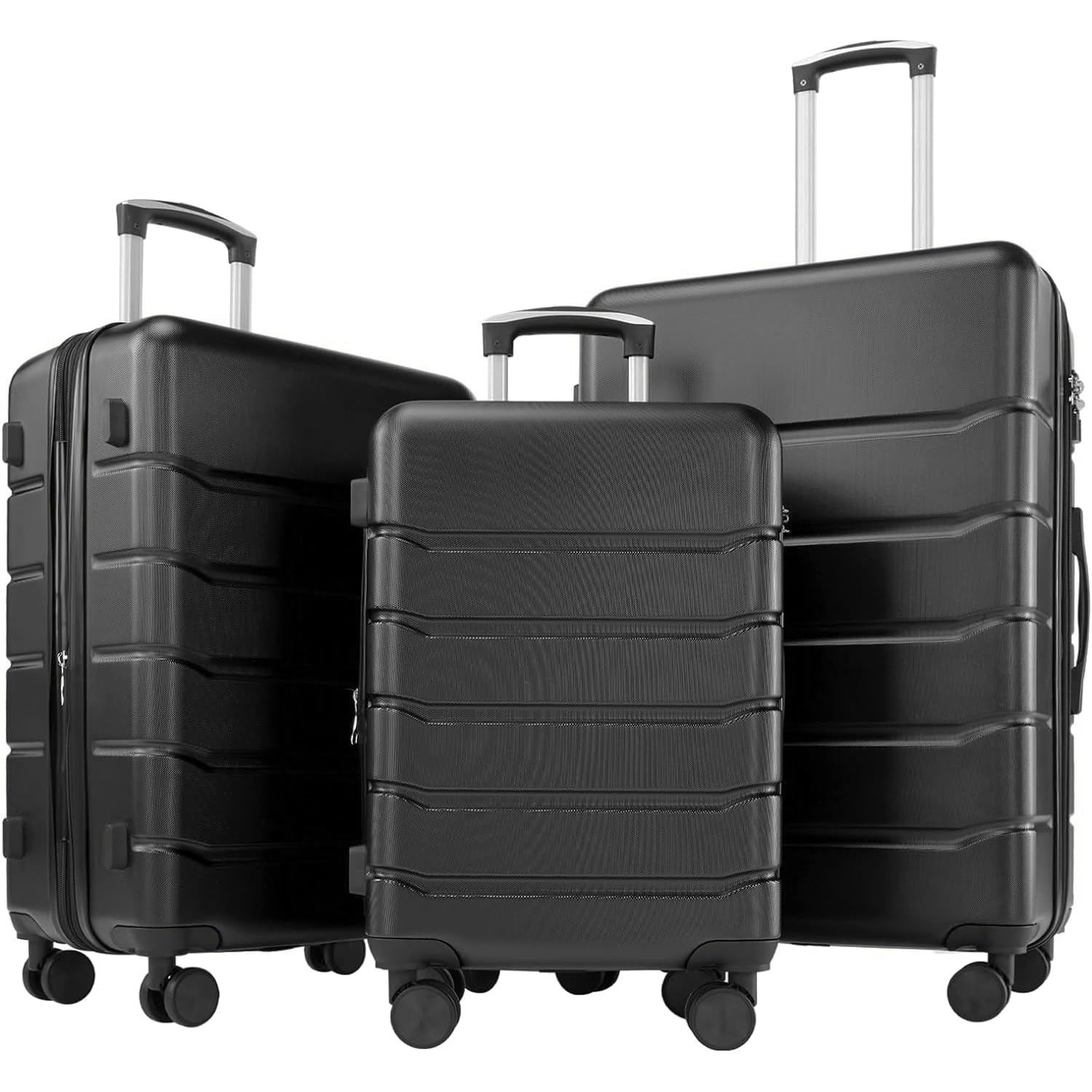 DUMOS 3tlg. Hartschalenkofferset Hard Shell Basic Hartschalenkoffer Trolley Koffer offerset Gepäck Reisekoffer Reisek Rollkoffer Schloss 4 Rollen Hartschale Teleskopgriff