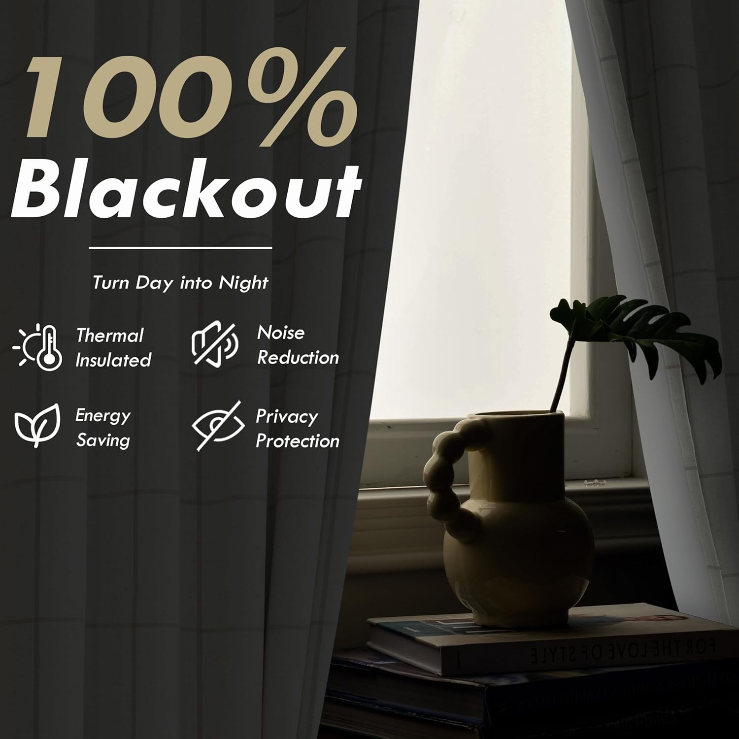 DriftAway 100% Blackout Windowpane Plaid Linen Curtains Double Layer Farmhouse Drapes 96 Inches Long for Living Room Bedroom Yarn Dyed Woven Thermal Insulated Rod Pocket Back Tab 2 Panels Taupe