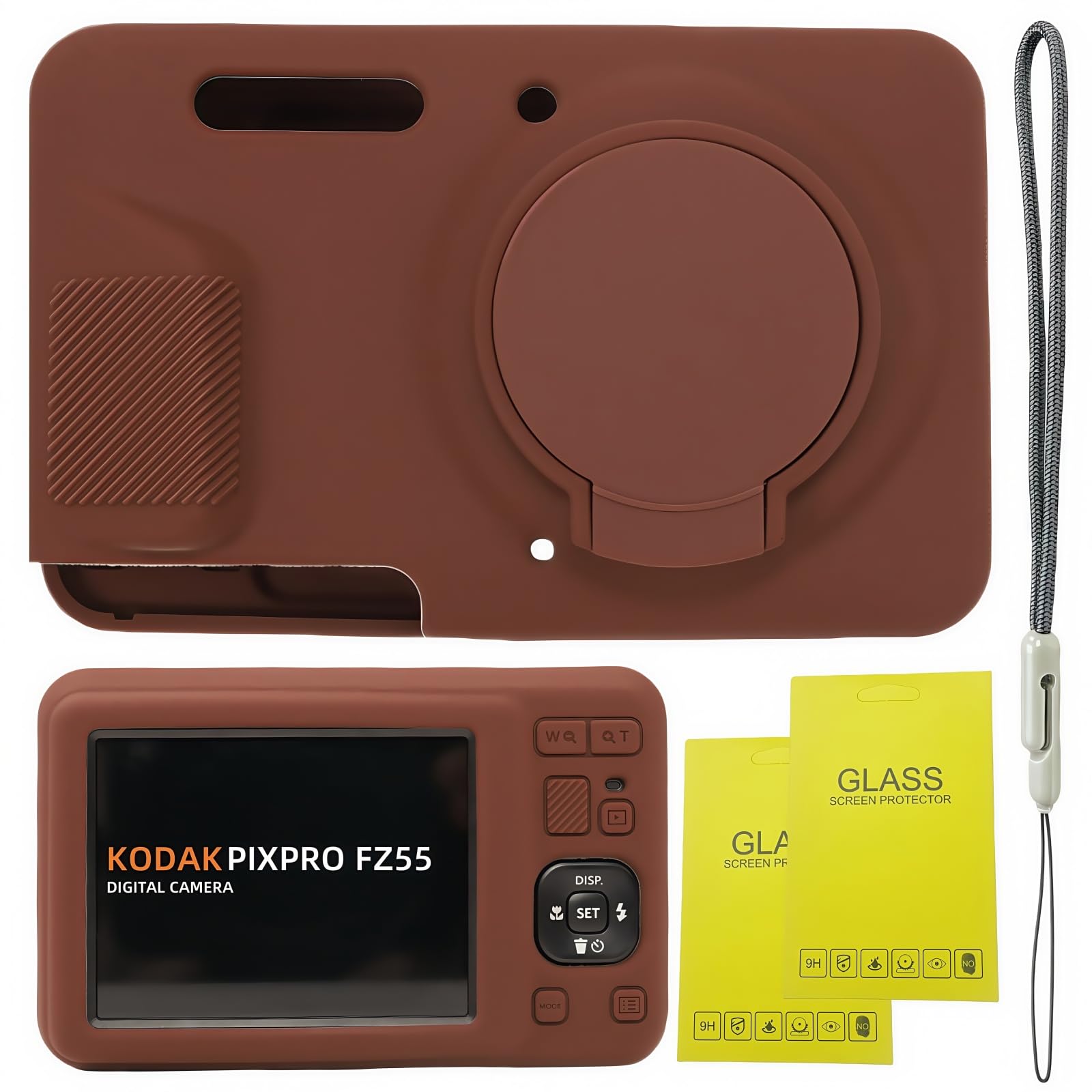 SZHSYJY Case for Kodak PIXPRO FZ55,FZ55 accessories,Soft Silicone Protective Case Removable Lens Cover,Comes with 2 Screen Protectors and 1 Wrist