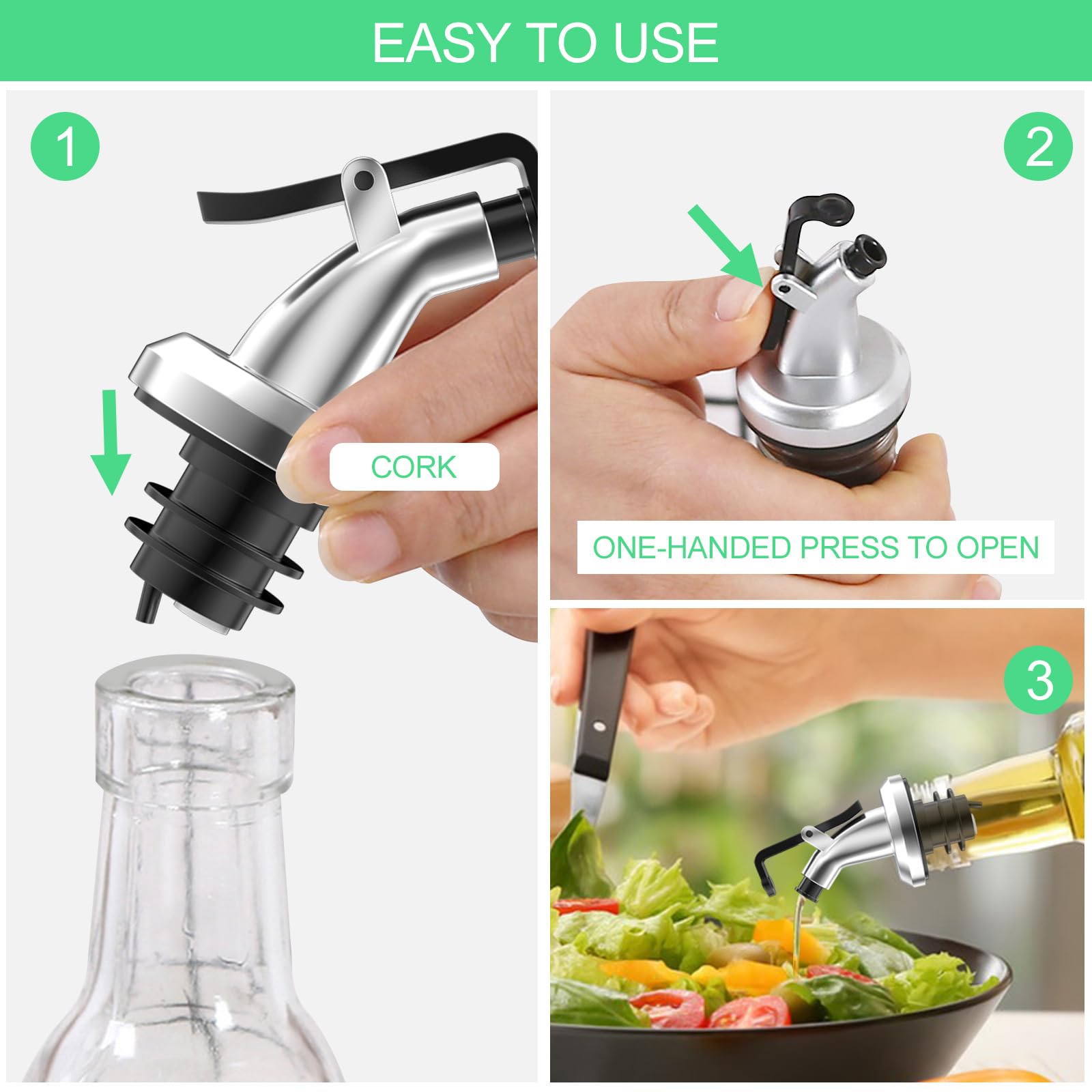 Newpop 8 Pezzi Tappo Dosatore Olio, Beccuccio Olio per Bottiglia, Tappo Olio Salvagoccia, Tappi per Bottiglie Olio in Plastica, Versatore d'Olio per Bottiglie, per Olio d'Oliva, Sciroppo, Aceto