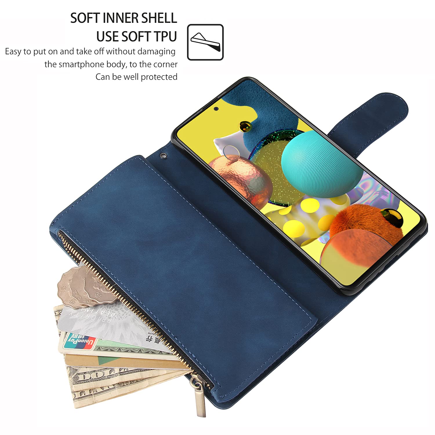 KOUYI Cover per Xiaomi Redmi 10, Custodia Portafoglio,Cover Libro,Pelle Flip/Folio Case con [Funzione di Supporto] [3-Scheda Slot] [Magnetica