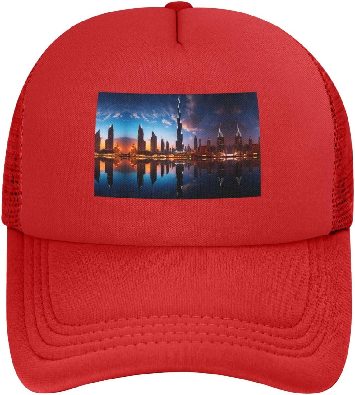 Dubai Sidewinder Tower Black Breathable Quick Dry Baseball Cap - Adjustable Mesh Golf Cap, Outdoor Sports Sun Hat,
