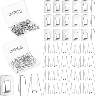 48 Pcs Metal Cubicle Hooks for Fabric Walls Cubicle Wall Hangers Wire Clips Push Hanger with Clear Storage Box for Interior Exterior Decor for Picture Home Office Hanging Accessories