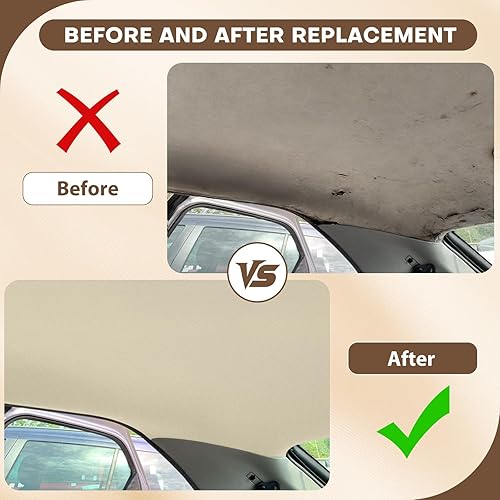 Miniatura 7 de OTOEZ Material de respaldo de espuma de tela para el techo del automóvil, 60 pulgadas de largo x 36 pulgadas de ancho, material de tela para