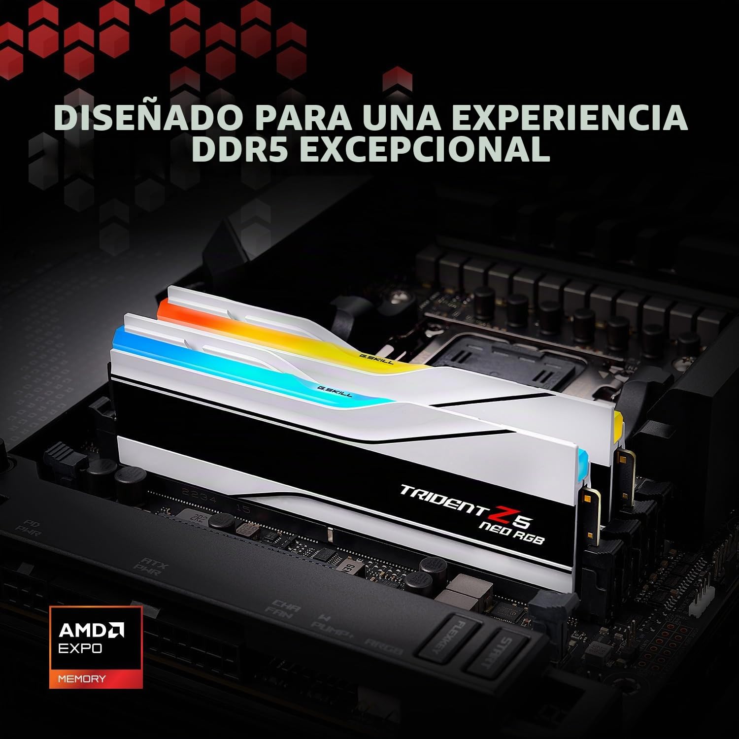 G.SKILL Trident Z5 Neo RGB Series DDR5 RAM (AMD Expo) 48 GB (2 x 24 GB) 6000MT/s CL26-36-36-96 1.45 V Memoria para computadora de escritorio U-DIMM - Blanco mate (F5-6000J2636H24GX2-TZ5NRW)