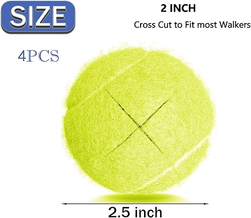 Miniatura 2 de Pelotas de tenis para caminantes precortadas, 4 unidades, pelotas de tenis precortadas para piernas de caminante, pelotas doradas precortadas