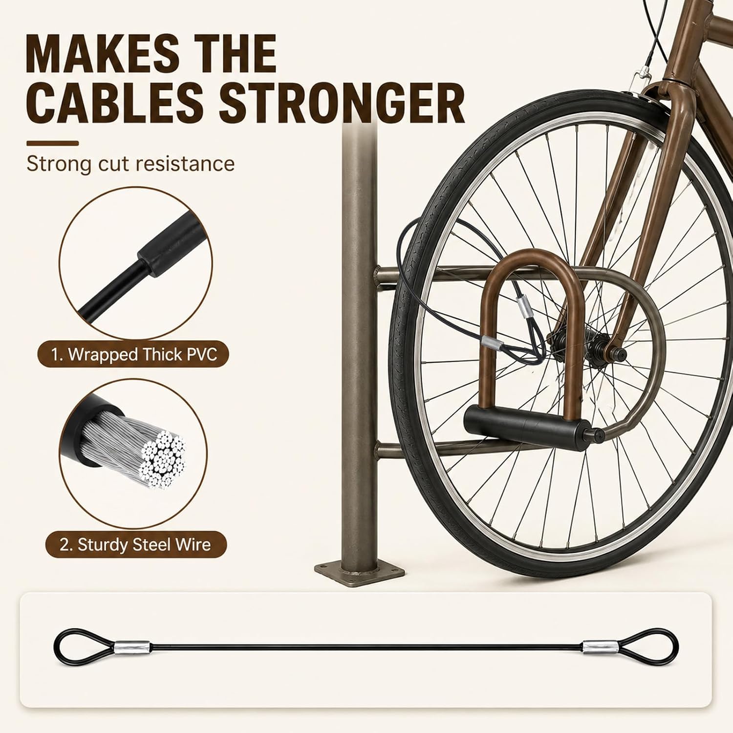 6 Pack 6 Inch Steel Cable with Loops, Braided Safety Wire