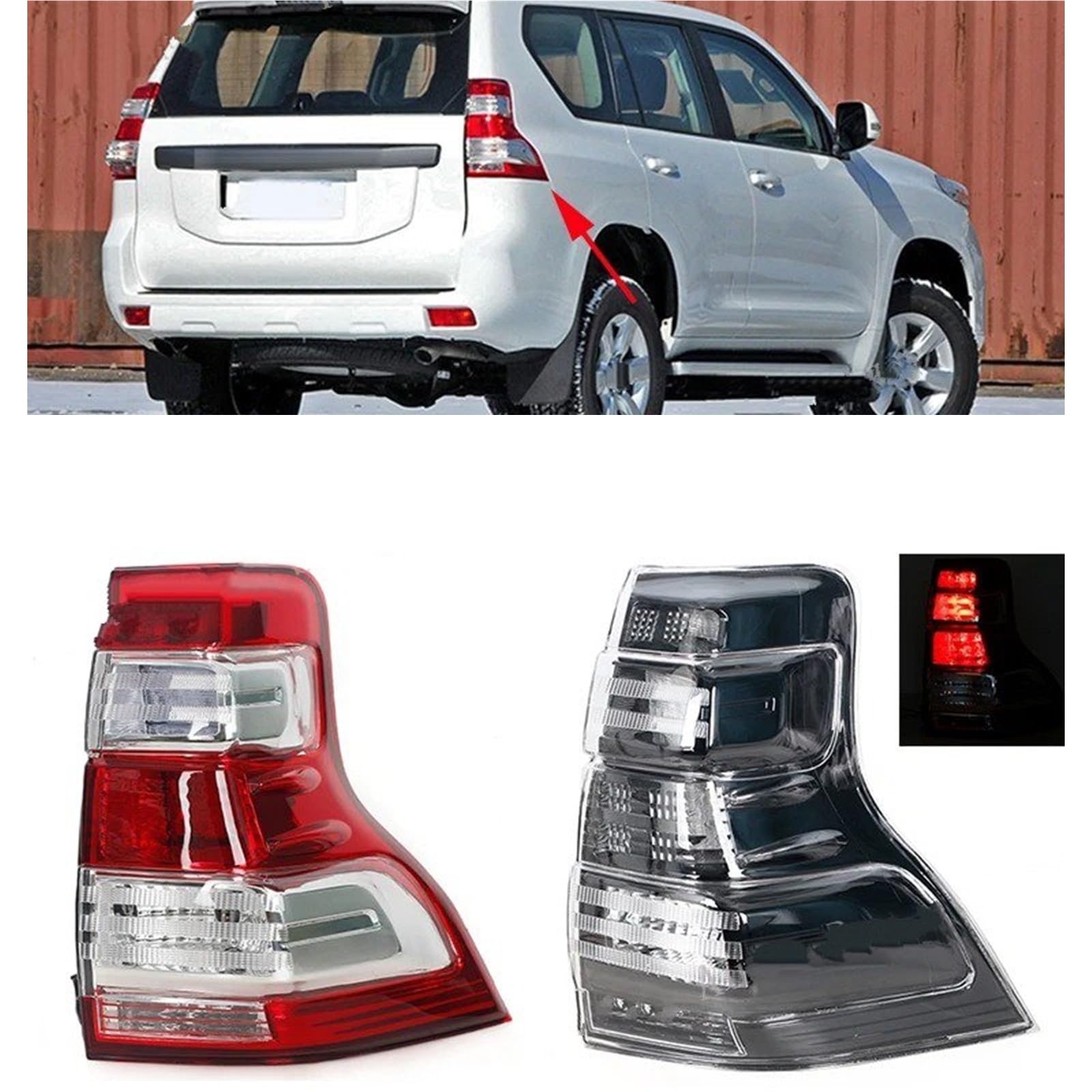 Luces Traseras Para Toyota Para Land Para Cruiser Para Prado LC150 FJ150 2014-2017 Montaje Luz Trasera Lámpara Señal Advertencia Freno Taillamp Piloto Trasero(Red left)