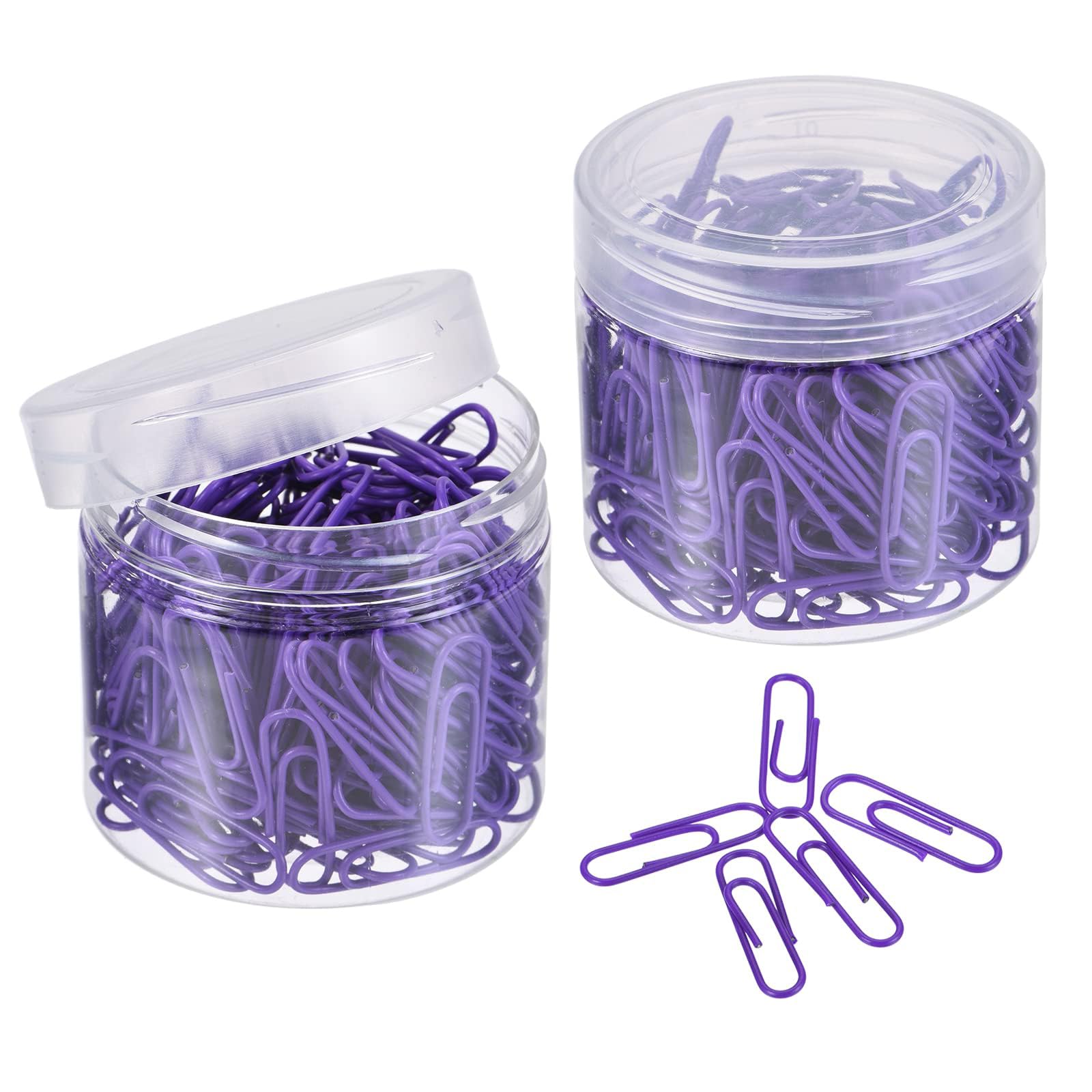 TA-VIGOR 400Pcs Paper Clips Small Size, 28mm Durable and Rustproof Paper Clip, Vinyl Coated to Prevent Tearing Pages with Box for Organize Office Home, Purple