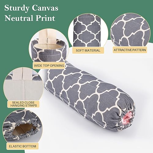 Miniatura 3 de Soporte para bolsas de plástico, paquete de 2 soportes de algodón para almacenamiento de bolsas de plástico (gris y verde)