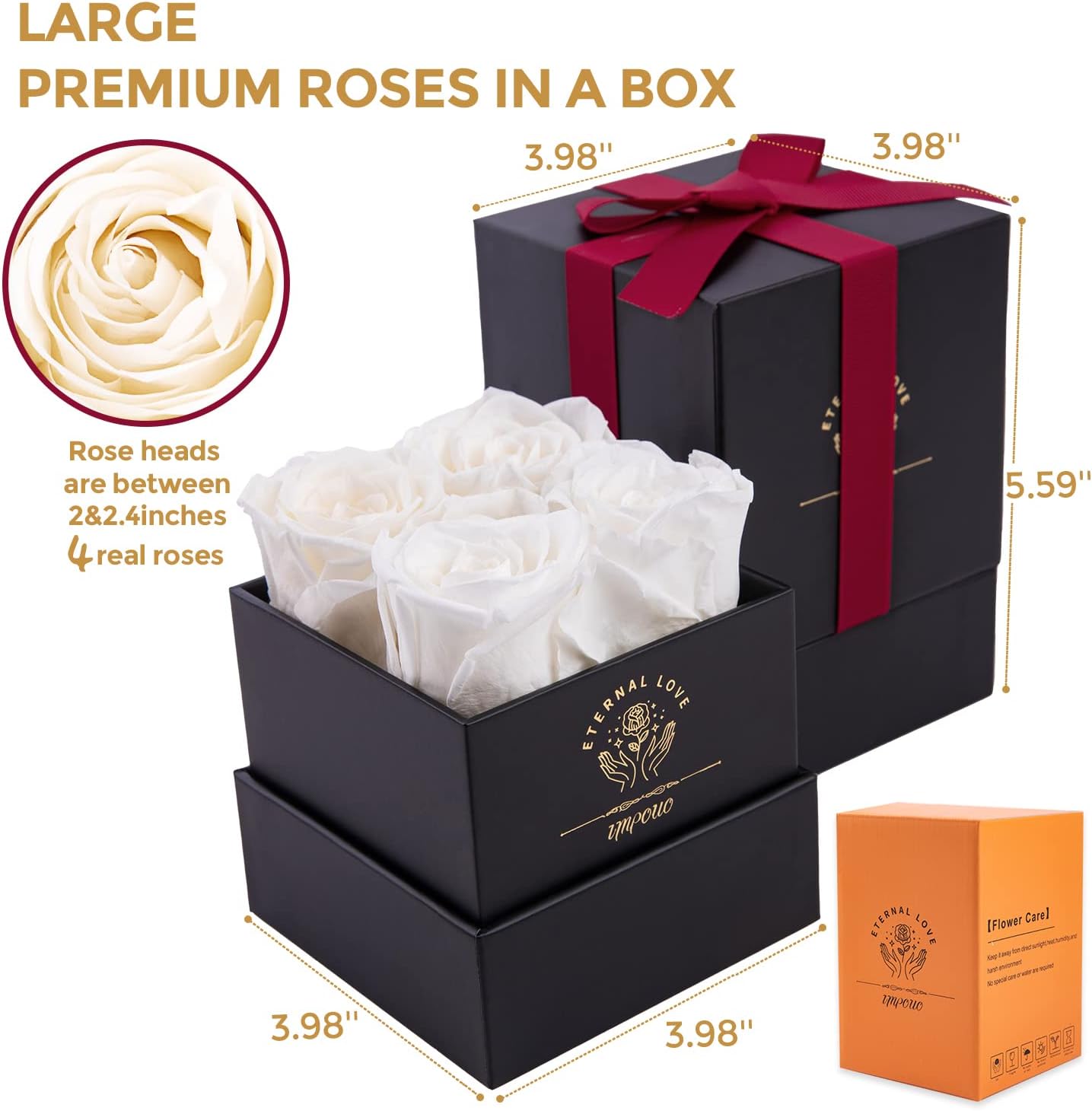 Preserved Rose,Gifts for Her, Birthday Gifts for Women, Gifts for Mom/Girlfriend/Wife/Grandma Christmas, Birthday, Valentine's Day - White Rose - Image 4