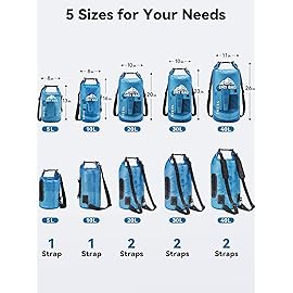 HEETA Dry Bag Waterproof for Women Men, Roll Top Lightweight Dry Storage Bag Backpack with Phone Case for Travel Swimming Boating Kayaking Paddle Board Camping Beach Accessories (Transparent Blue,10L)