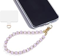 Vista 13 de Correa de muñeca para teléfono con cuentas de mármol, correa de teléfono desmontable con pestaña de sujeción, correa de muñeca manos libres Yaxaita