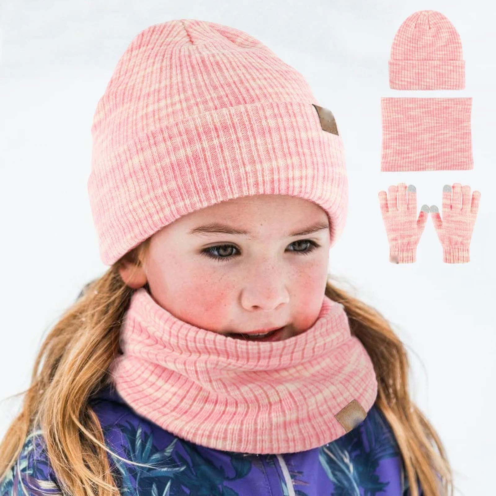 Zonto Wintermütze Schal Handschuh-Sets 3-In-1-Winter-Kinderhut Und Schal-Set Für Mädchen Und Jungen Warme Schal-Set Im Freien Im Freien Warme Kinder-Kinder-Set