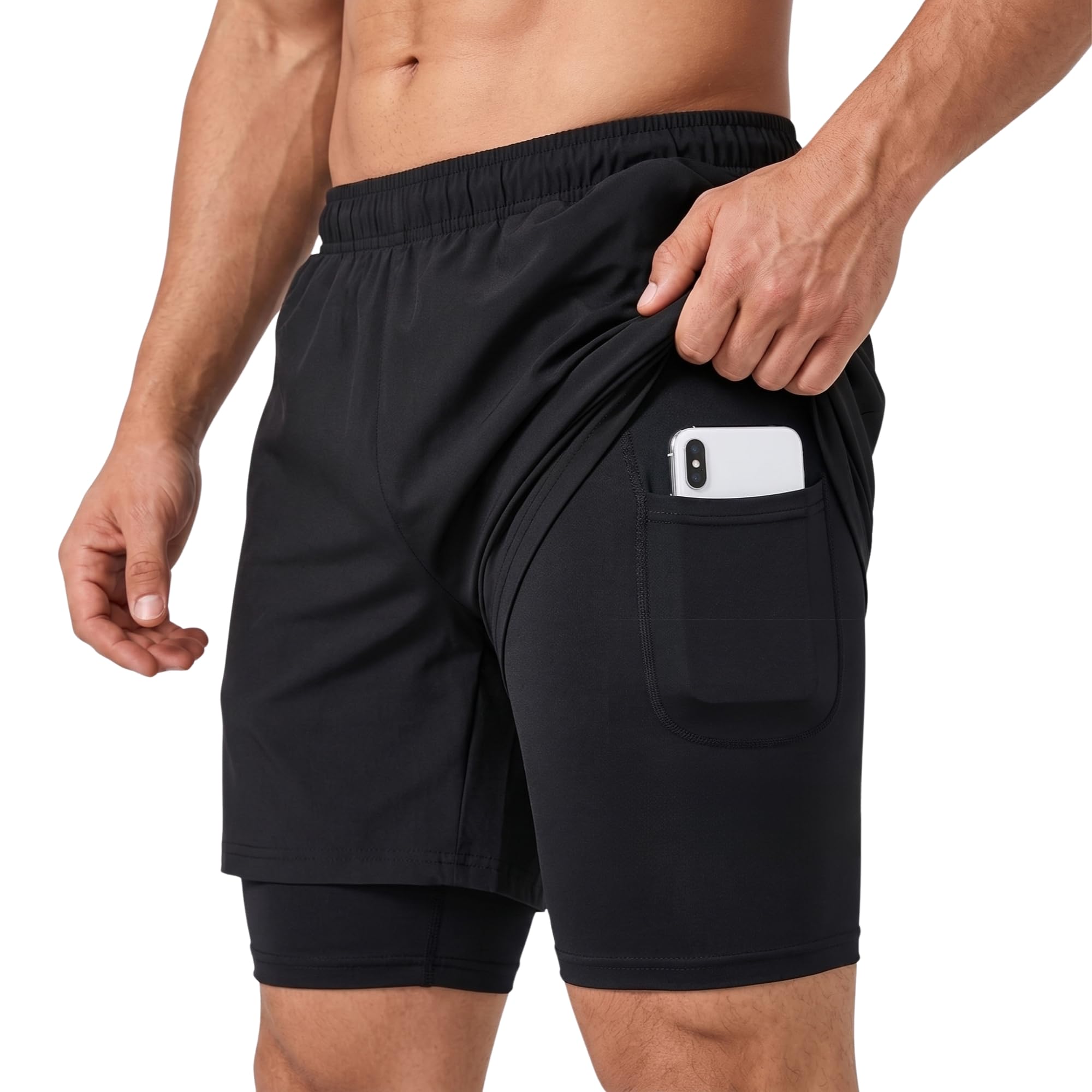 NEVER LOSE 2-in-1 Sports Shorts with Phone Pocket, Light Weight & Quick Dry for Gym, Running & Athletic wear Men & Women-picture-30