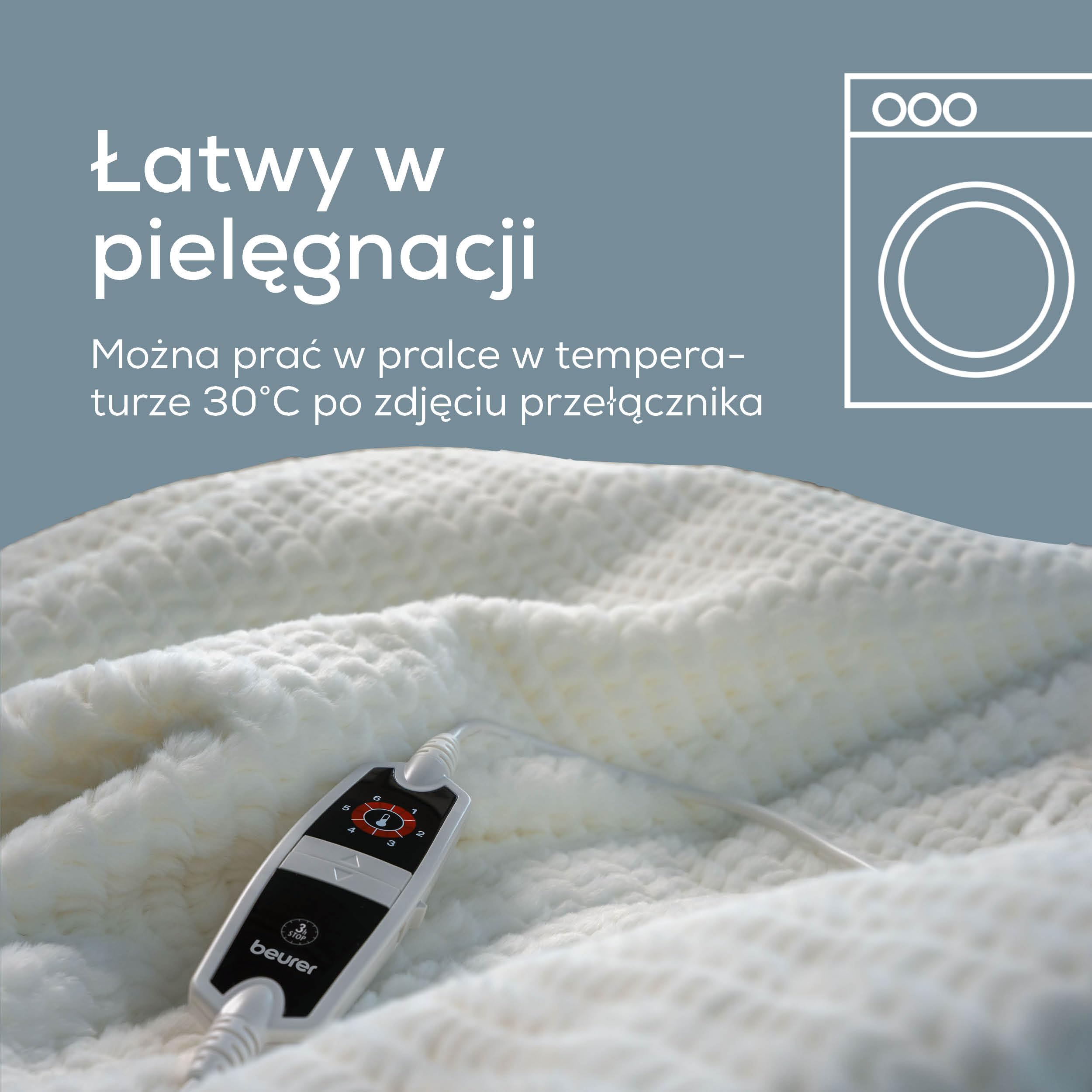 Beurer Helsinki koc elektryczny, przytulny koc grzewczy z luksusowego materiału wierzchniego z 6 poziomami temperatury, z automatycznym wyłączaniem i systemem bezpieczeństwa, można prać w pralce