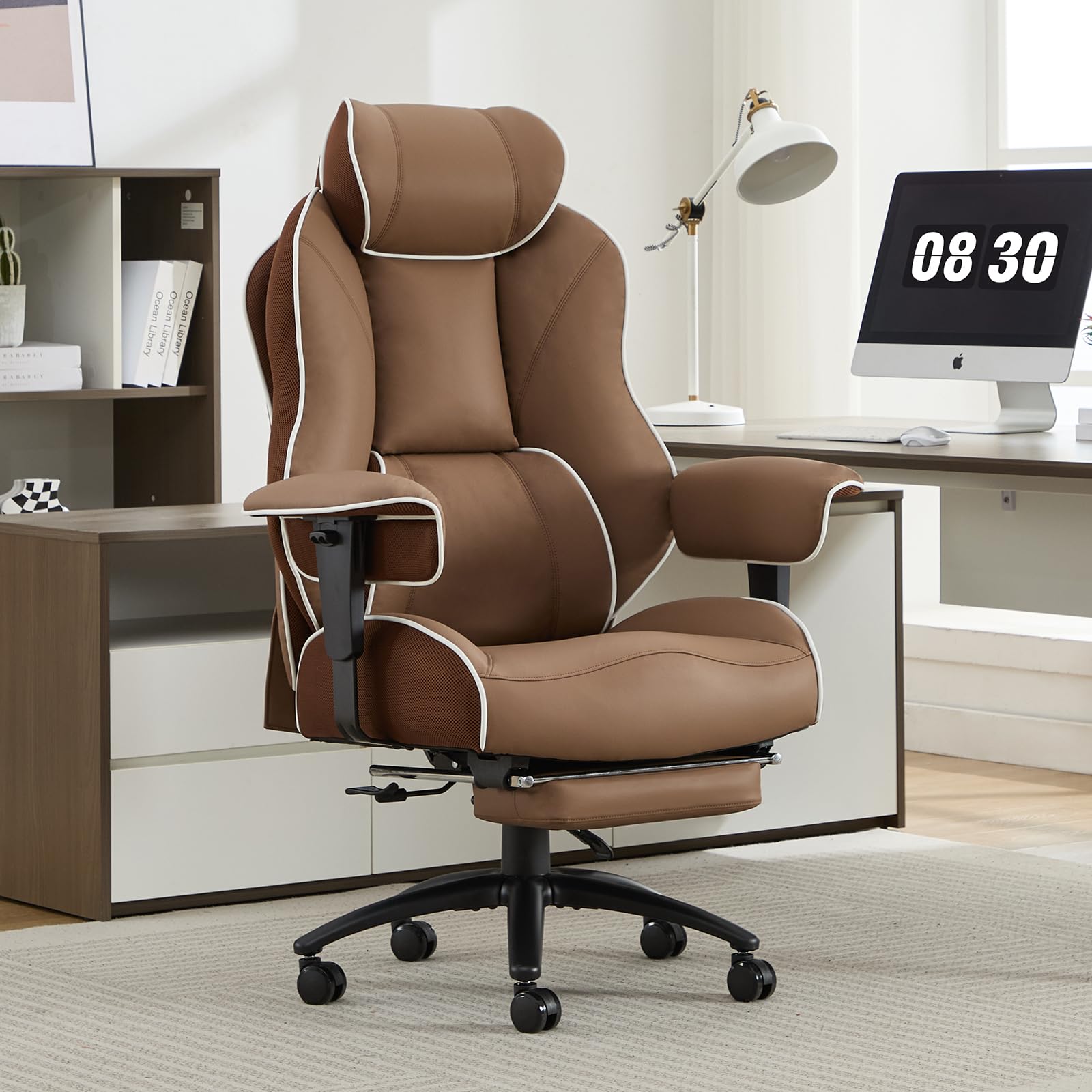 Amazon.com: DJ·Wang Big and Tall Office Chair with Foot Rest, High