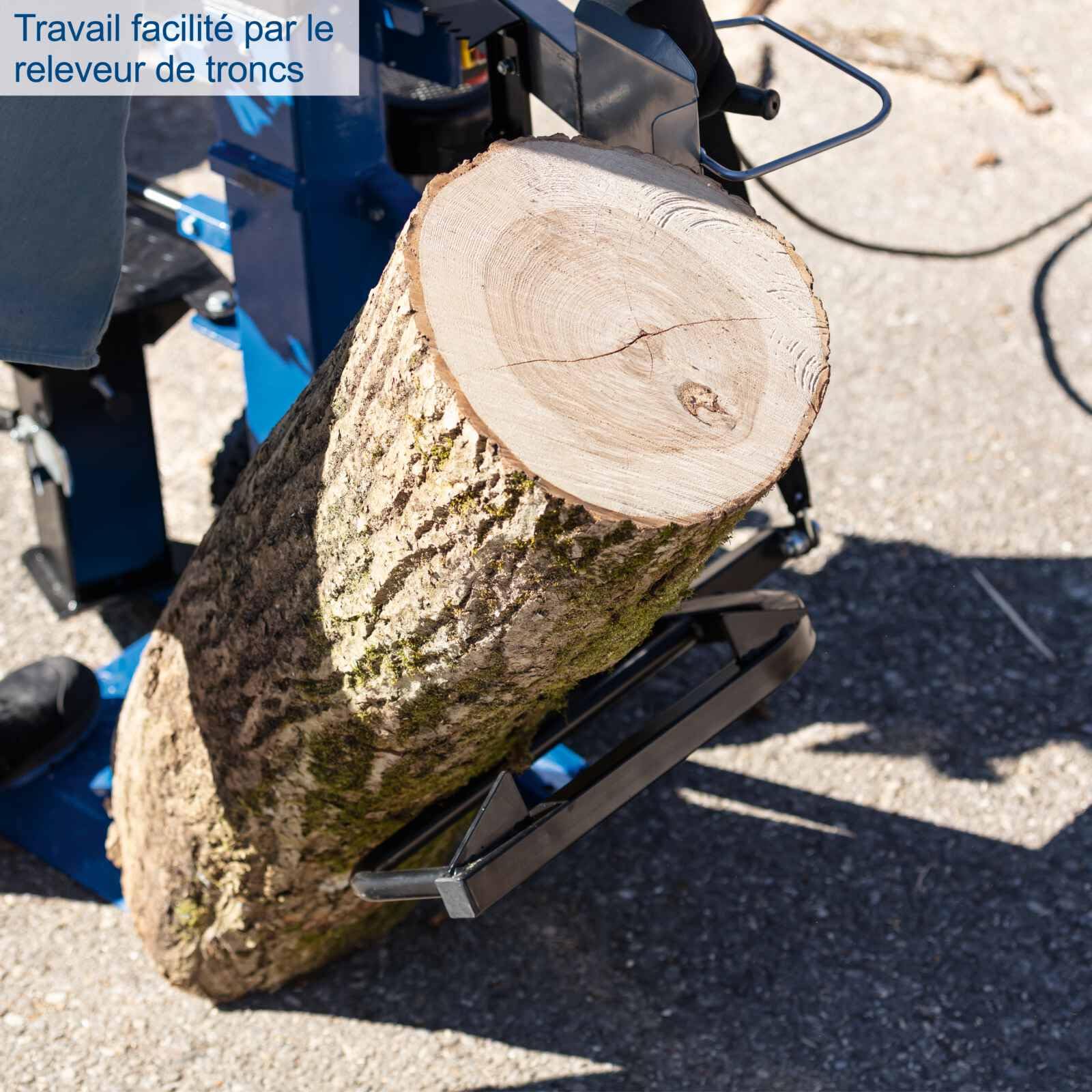 Scheppach Fendeur de bois compact 10T vertical | Force de fendage 10T | 400V / 3500W de puissance | Jusqu'à 1070mm / Ø max. 380mm | Table inclinable | Fendeur de buche | Avec dispositif de déplacement
