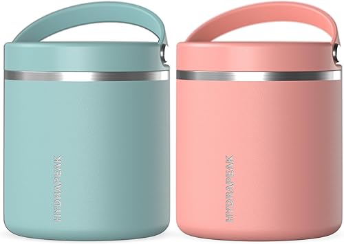 Hydrapeak Paquete de 2 termos de comida de 25 onzas, termo aislado para sopa que se mantiene caliente durante 10 horas, el frío durante 16 horas,