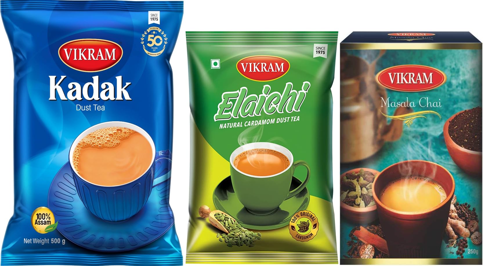 Vikram Tea Combo | Kadak Dust Tea 500g, Masala Chai 250g & Elaichi Dust Tea 250g - 1Kg (Pack of 3) (B08G846TPQ) Amazon Price History, Amazon Price Tracker