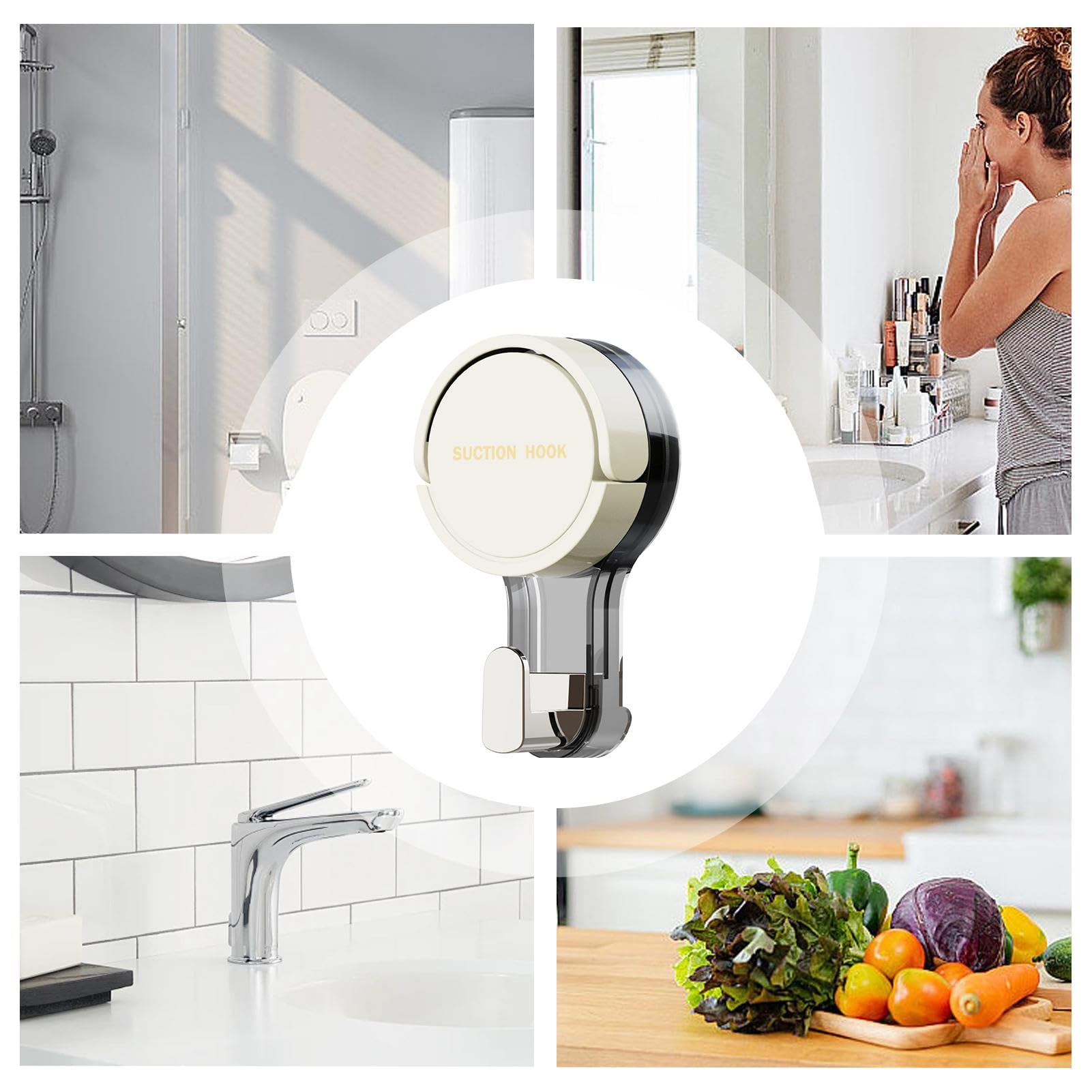 Ganci con ventose, gancio ventosa per bagno, gancio da parete, resistente, rimovibile, riutilizzabile, porta ventosa, per porte in vetro, montaggio