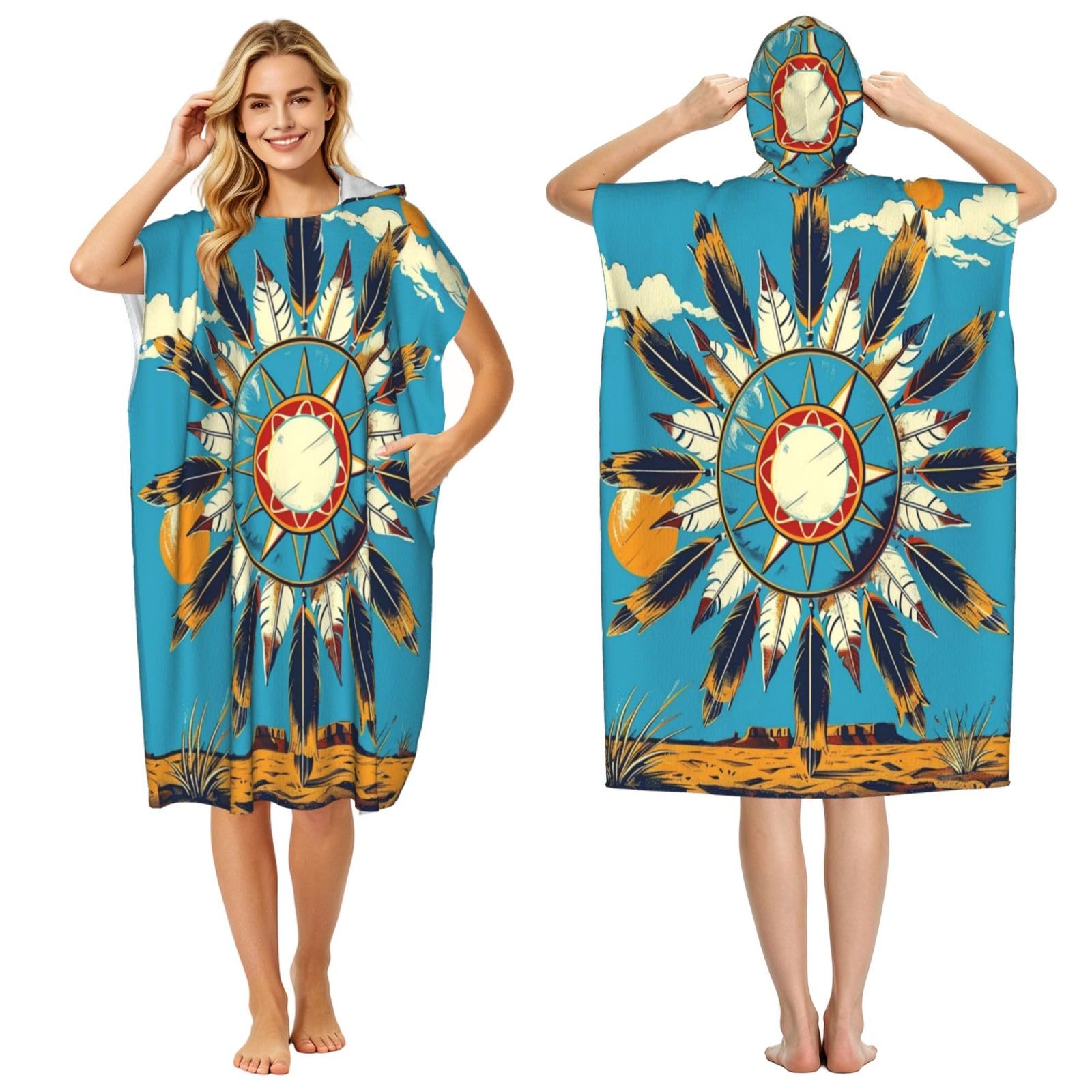 KLGRTJHK Flag Of Oklahoma State Adult Hooded Beach Poncho Towel 43"X35"