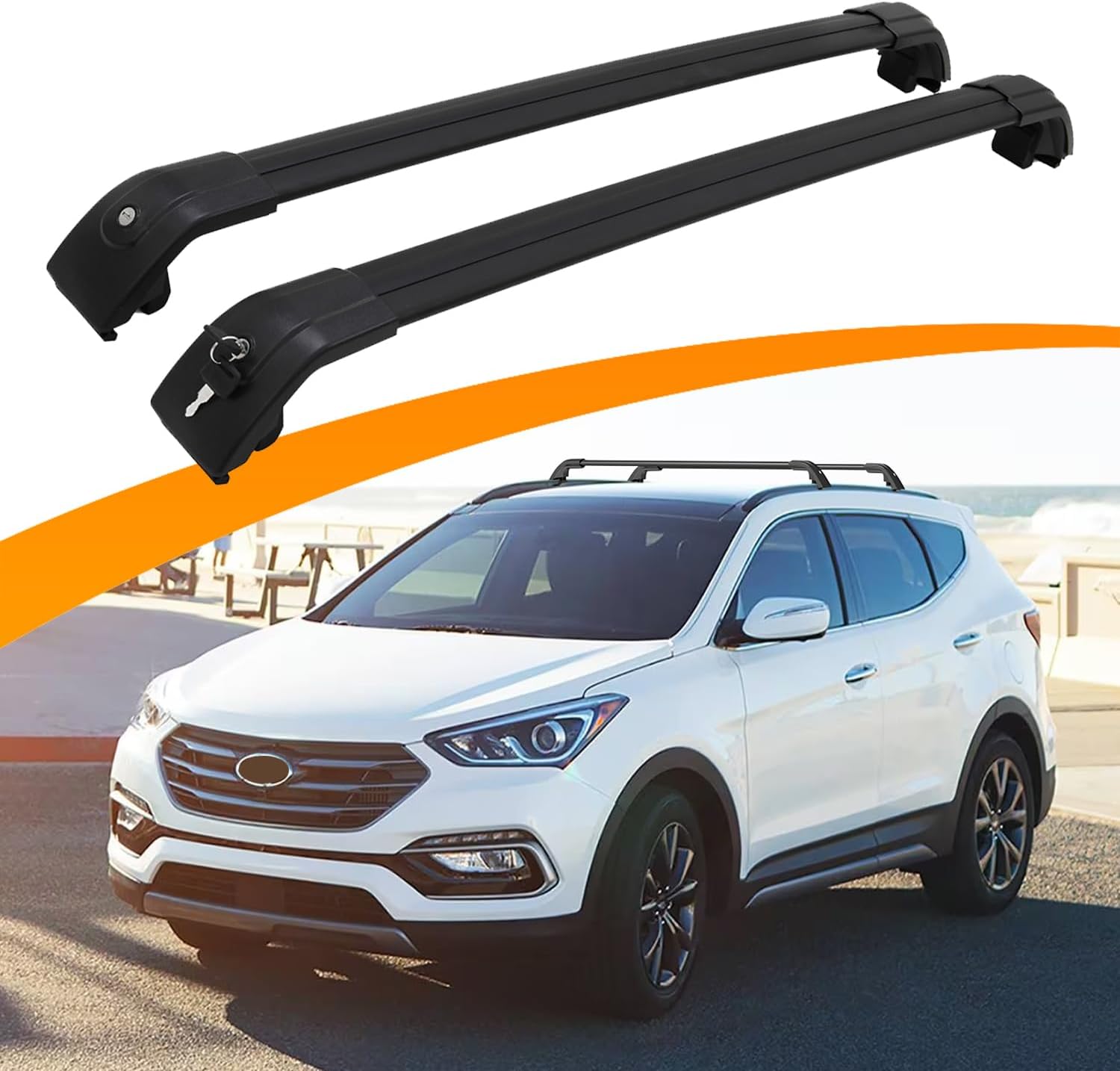 Snailfly Black Crossbars Fit for 2013-2018 Hyundai Santa Fe Sport Cross Bars Roof Luggagr Rack (ONLY for Model with Side Rails)