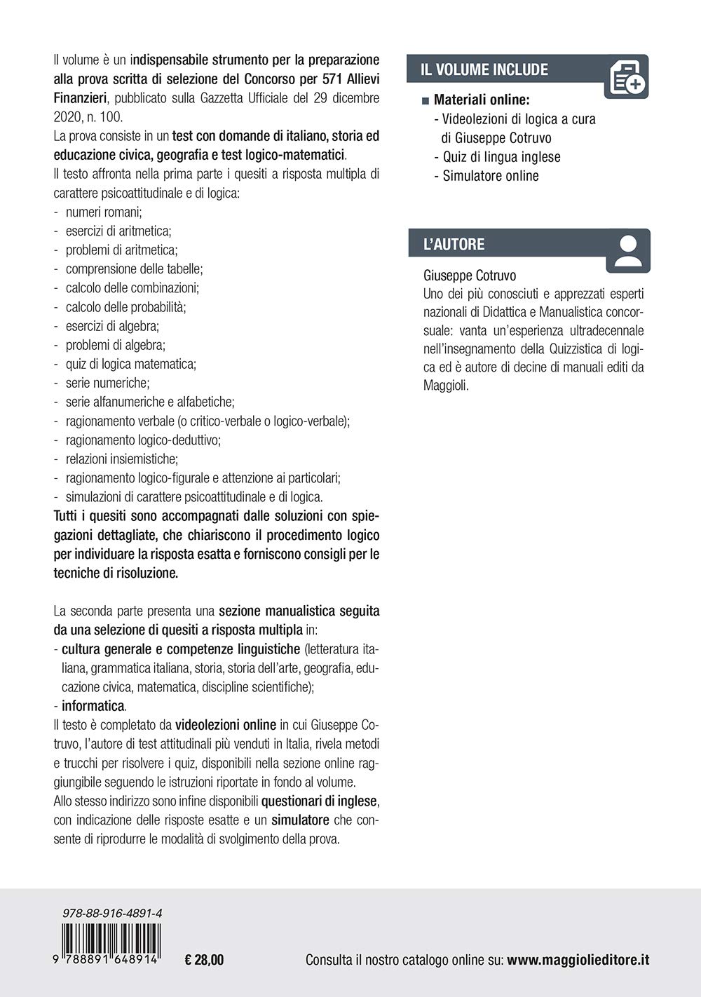 Concorso 571 allievi Guardia di Finanza. Manuale Completo per la prova scritta