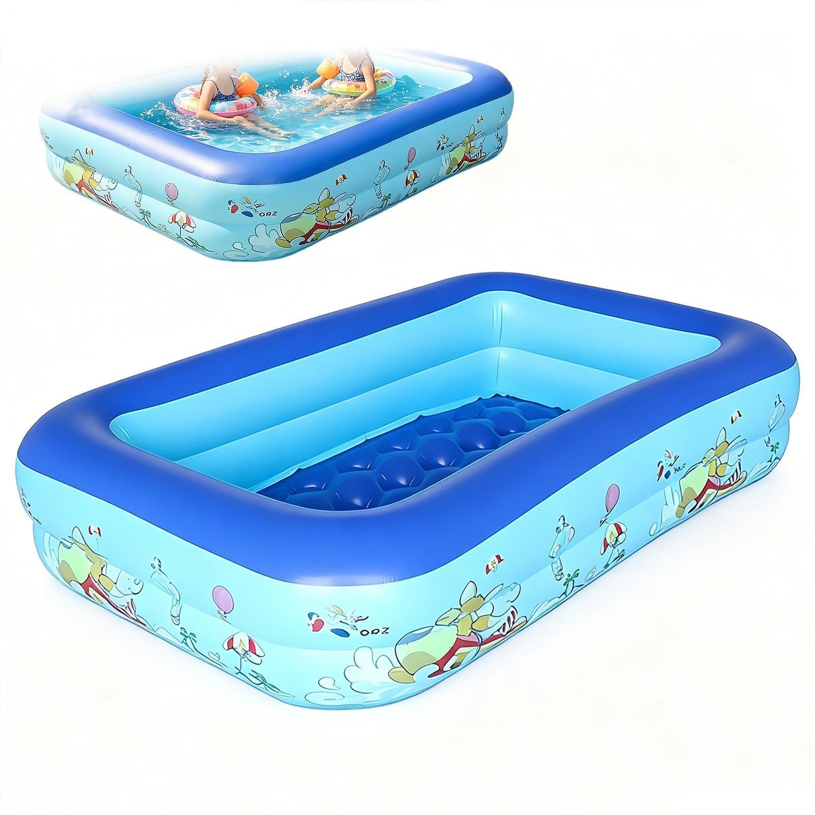 Rectangular Inflatable Pool - Animal Themed Swimming Pool, Blow Up Pools with Multi-Chamber Safety Design, Heavy-Duty Puncture Resistant PVC, Family Water Center for Backyard Summer Water Party