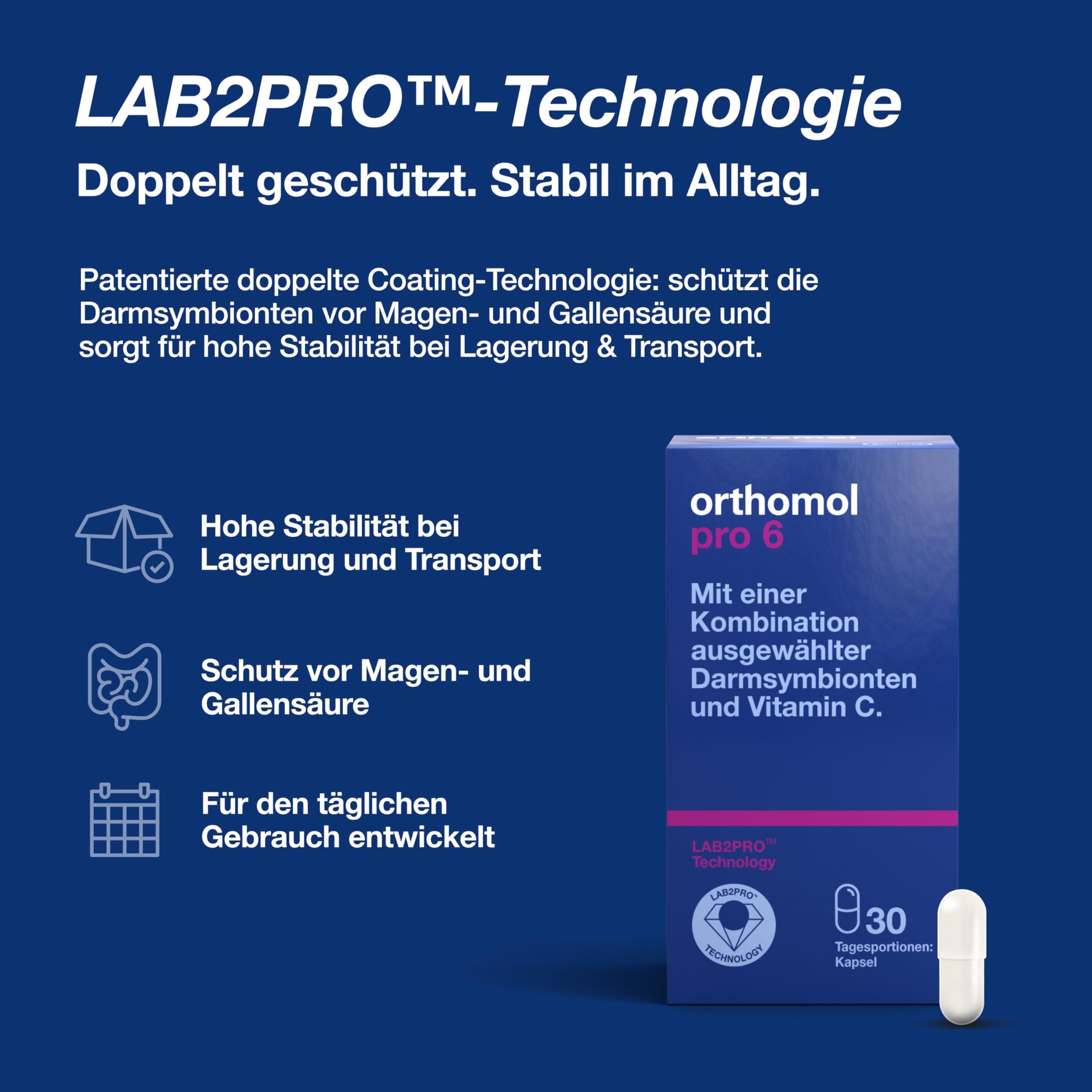 Orthomol Pro metabol: Nahrungsergänzung mit 10 ausgewählten Darmsymbionten + Zink zur Unterstützung des Darms, u. a. im Rahmen des Gewichtsmanagements, 2x30 Kapseln